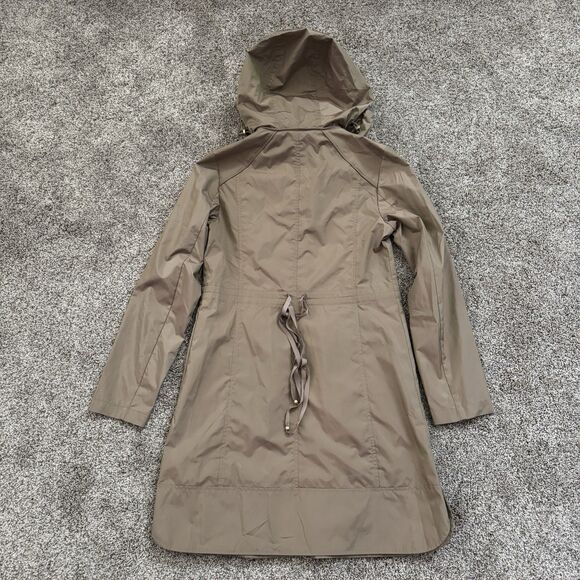 Cole Haan Hooded Rain Jacket Coat Champagne Iridescent Full Zip Women’s Size XS - Picture 10 of 16
